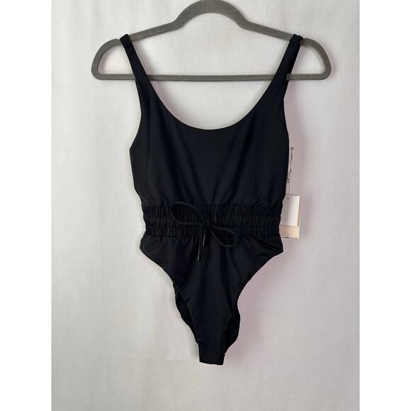 Good American Waist Framer Swimsuit Drawstring Sexy Black One Piece SMALL 1 NEW - Picture 8 of 8